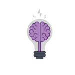 illustrative icon of a brain in a light bulb